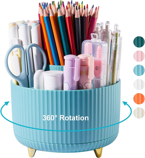 360 Degree Rotation Pen Holder, 5 Slots Office Desk Pen Organizer Multi-Functional Pencil Cup Makeup Brush Holder Office Business Card Pen Pencil ...