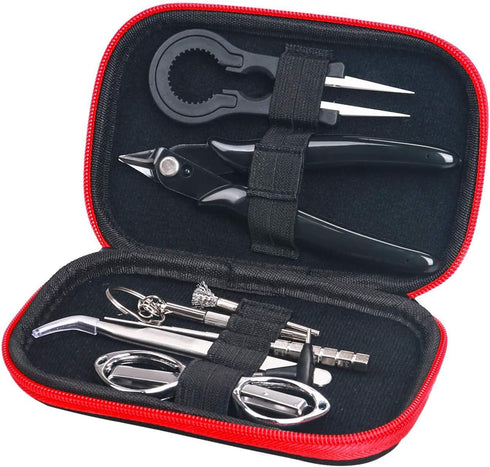 DIY Tool Kit, 9 in 1 Tweezers Pliers Winding Rods Screwdriver Steel Brush with Zipper Case Bag, for Home and Jewelry Repairs...