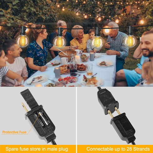 Outdoor String Lights 27FT G40 LED Globe Patio Lights with 13+1 Waterproof Edison Bulbs, Shatterproof Connectable Hanging Lights for Outside Backy...