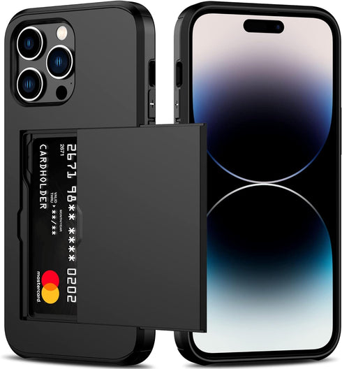 Nvollnoe for iPhone 14 Pro Max Case with Card Holder Heavy Duty Protective Dual Layer Shockproof Hidden Card Slot Slim Wallet Case for iPhone 14 P...