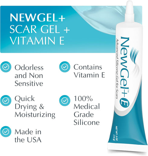 Advanced High-Potency Silicone Scar Gel with Vitamin E for Old, New Scars, Surgery, Keloids, Burns, and Facial Blemish Scars, NewGel Plus by MyNew...