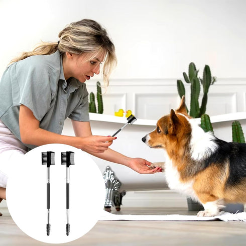2 Pcs Dog Tear Comb Tear Stain Remover Comb Double-Head Dog Eye Brush Dog Eye Cleaning Comb Dog Eye Comb Brush Pets Grooming Comb Double-Sided for...