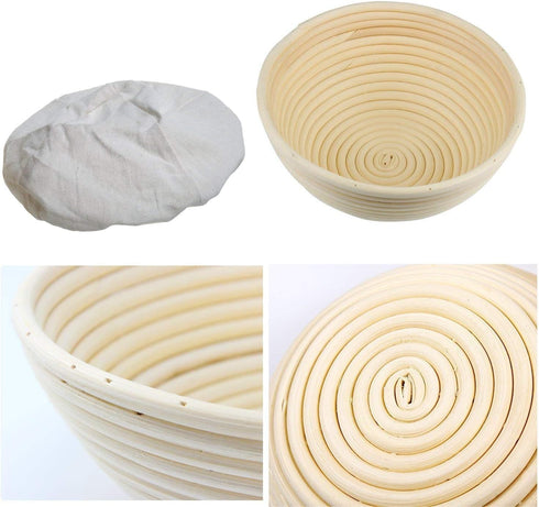 10 Inch Proofing Basket,WERTIOO Bread Proofing Basket + Bread Lame +Dough Scraper+ Linen Liner Cloth for Professional & Home Bakers...