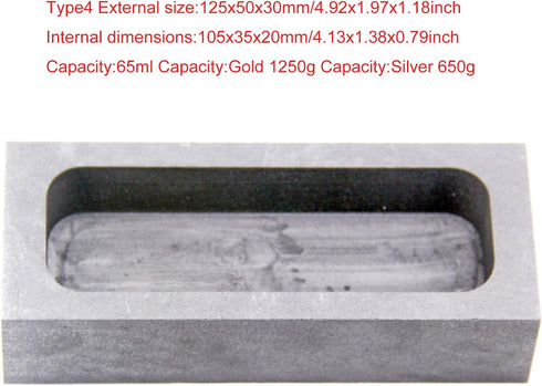 Graphite Ingot Mold, High Purity Refining Graphite, Melting Casting Mould for Gold Silver Aluminum Copper Brass Zinc Plumbum and Alloy Metals (4.9...