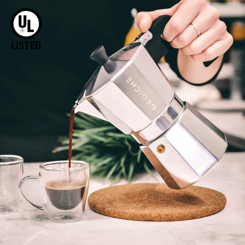 GROSCHE Milano Moka Pot | 3 Espresso Cup - 5 oz | Stovetop Espresso Percolator & Coffee Maker – Portable, Ideal for Home and Camping...