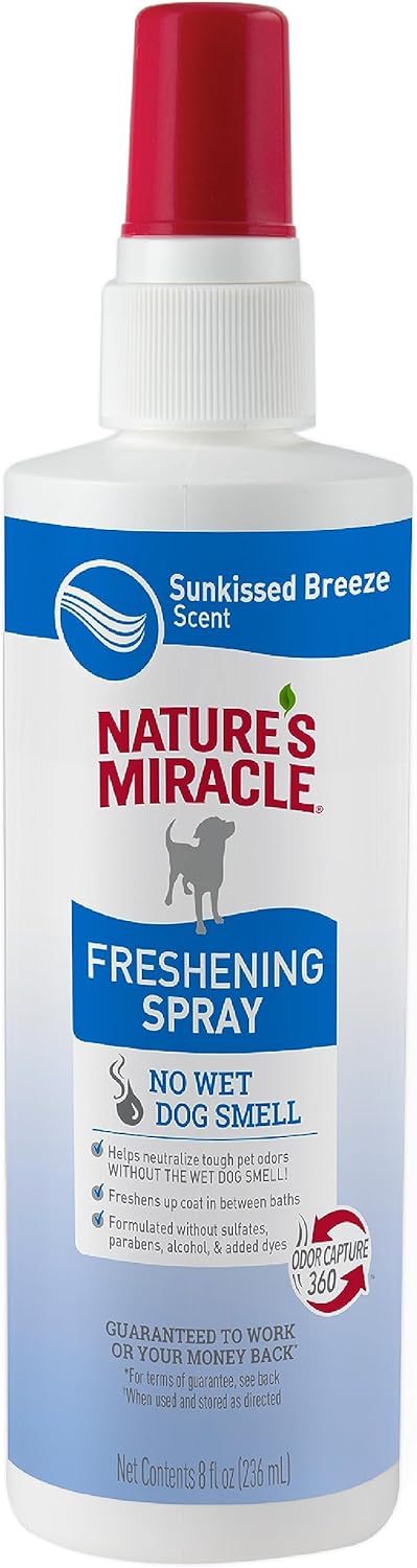 Nature's Miracle Freshening Spray For Dogs Freshens Dog’s Coat Between Baths And Neutralizes Tough Odors With Sunkissed Breeze Scent, 8 Ounces...