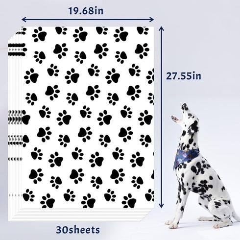 Hi Sasara 30 Sheets Large 20 x 28 inch Dog Paw Print Tissue Paper Bulk Black and White Dog Paw Print Tissue Paper for Gift Bags Dog Paw Print Tiss...