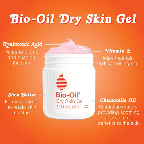 Bio-Oil Dry Skin Gel, Face and Body Moisturizer, Fast Absorbing Hydration, with Soothing Emollients and Vitamin B3, Non-Comedogenic, 1.7 oz...