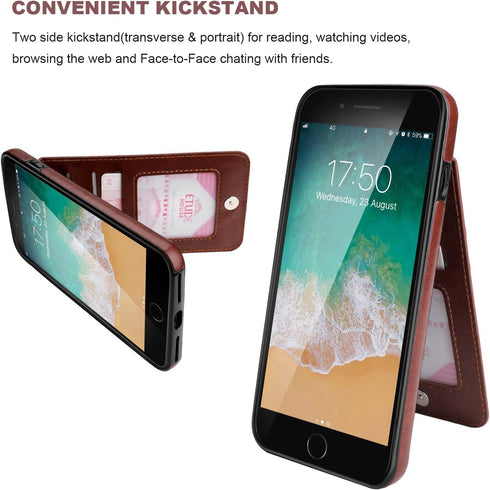 KIHUWEY for iPhone 7/8 Plus Case Wallet with Credit Card Holder, Premium Leather Magnetic Clasp Kickstand Heavy Duty Protective Cover for iPhone 7...