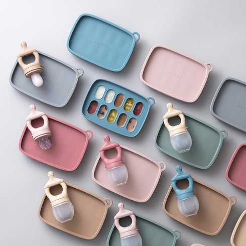 Baby Food Fruit Feeder and Breastmilk Popsicle Mold Set, Silicone Fruit Teether, Food Feeder Pacifier for Teething Relief, Freezer Tray, Baby Feed...