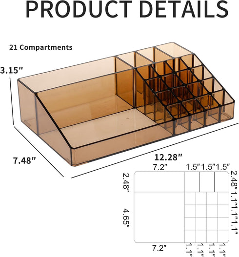 Yesesion Makeup Organizer with 21 Compartments, Large Vanity Storage Box for Lipsticks, Beauty Supplies, Brushes, Skincare Products, Perfume, Eyes...
