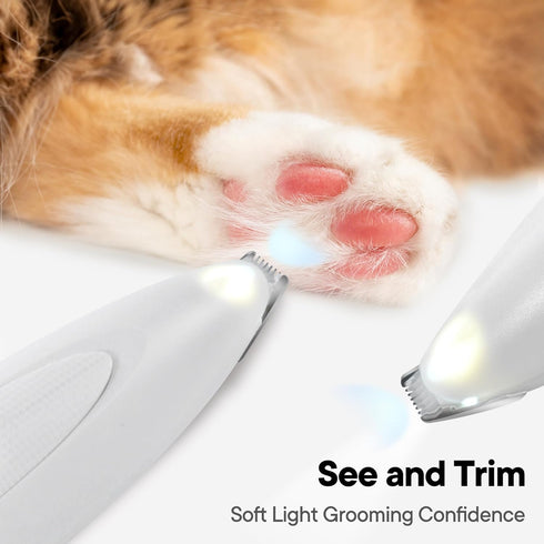 Dog Paw Trimmer with LED Light, Rechargeable Cordless Electric Grooming Clippers, Low Noise Pet Hair Shaver for Small Dogs Cats Trimming Around Pa...