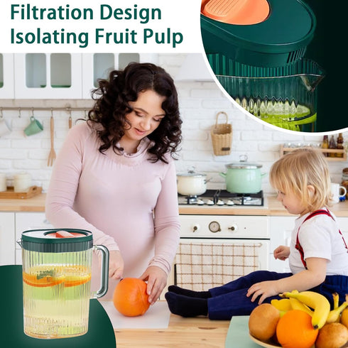 Plastic Water Pitcher with Lid and Handle - Durable Jug for Tea and Cold Juice - Heavy-Duty Clear Design 68oz/2L BPA-Free (White & Orange)...