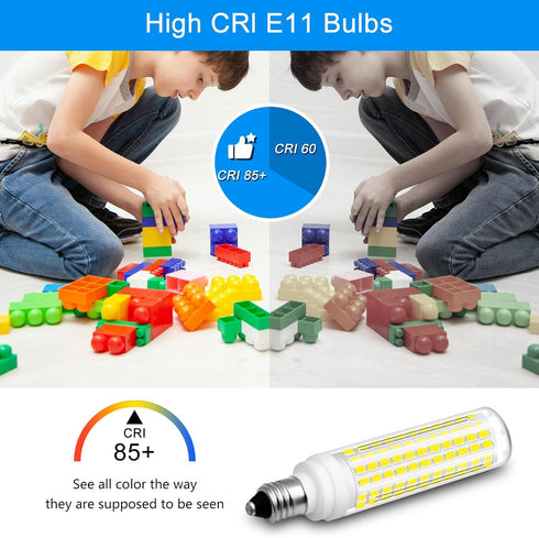 E11 LED Bulb Dimmable,100W Halogen Bulbs Equivalent,T4 Mini Candelabra LED Bulb Dimmable 10W 1000LM,Daylight White 6000K,120V 75W 100W JDE11 LED f...