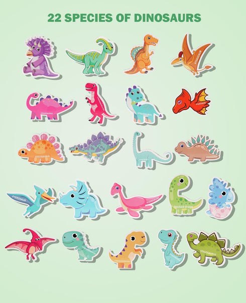 Fridge Magnet for Toddlers 1-3 - Cute Dinosaur Refrigerator Magnets for Kids Full Back Magnetic Dinosaur Toys Educational Preschool Learning Toy B...