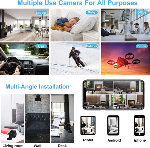 KFK Hidden Spy Camera,1080P Wireless Mini WiFi Nanny Cam Smart Home, Pet Dog Camera Indoor Outdoor Baby Camera 1080P Remote Portable,Secret House ...