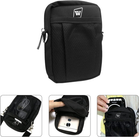 W WINBRIDGE Voice Amplifiers Speaker Carry Case Cover Bag with Mesh Pocket Zip And Snap Hook Fit USB Cable Wall Charger Phone WB010...