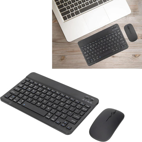 Bluetooth Keyboard Mouse Combo for PC Tablet Phone, Ultra Slim Portable Compact Mouse Keyboard, Rechargeable USB Keyboard 1600DPI Mouse Set (Black...