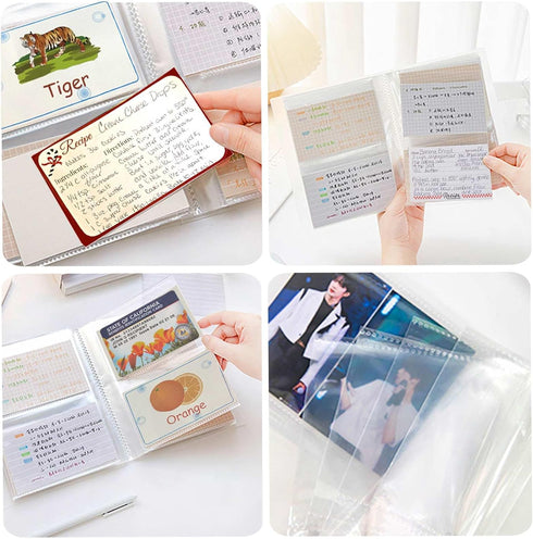 3x5 Index Card Organizer, BetterJonny Index Cards Clear Plastic Holder Organizer Pouches Book Recipe Card Holder Flash Cards Holder, 40 Page Hold ...