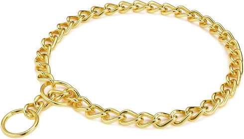 Mogoko Stainless Steel Dog Choke Chain Collar, Puppy Metal P Chain Slip Collar Pet Training Walking Choker(Gold; 4.0mm;24.0 Inch)...