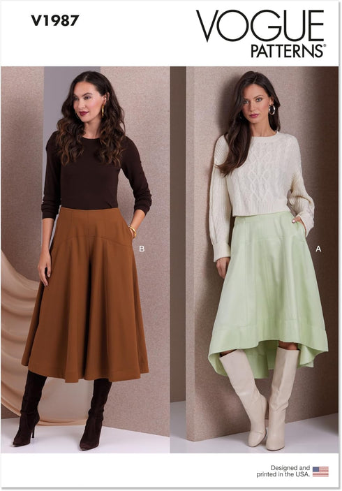 Vogue Misses' Culottes and Skirt Sewing Pattern Packet, Sizes 18-20-22-24-26, Multicolor...