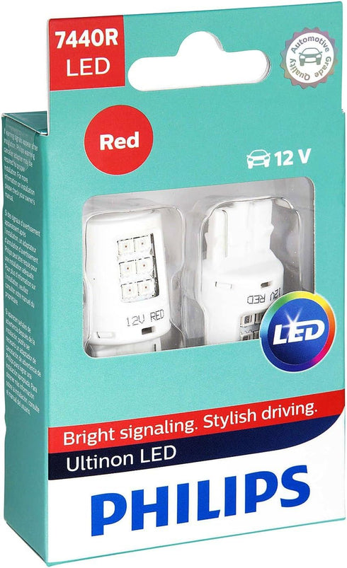 Philips 7440 Ultinon LED Bulb (Red), 2 Count (Pack of 1)...