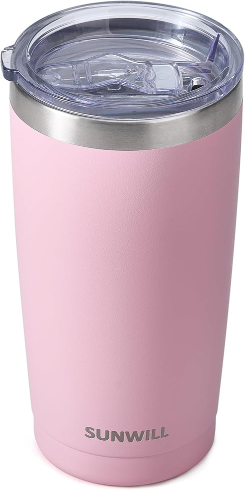 SUNWILL Travel Coffee Tumbler 20 oz, Insulated Mug with Lid, Stainless Steel Cup for Hot and Cold Drinks, Powder Coated Sakura...