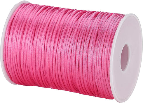2mm x 100 Yards Satin Nylon Trim Cord, Rattail, Chinese Knot, Kumihimo Cord (Pink)...