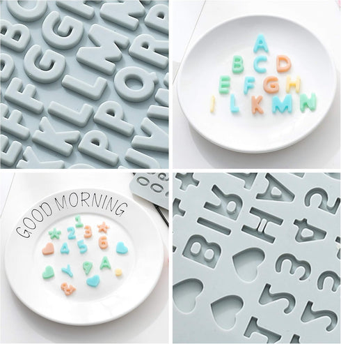 Verdental Silicone Letter Molds and Number Candy Molds Set of 2 Chocolate Molds Non-stick Gummy Molds Happy Birthday Cake Decorations Ice Molds (B...