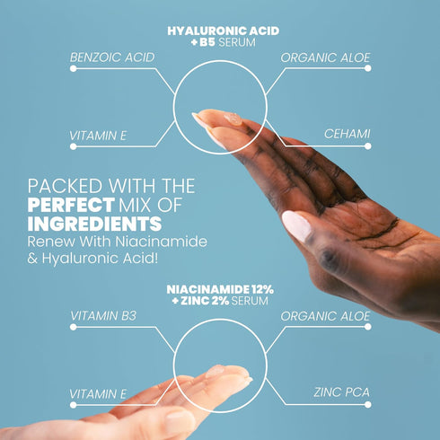12% Niacinamide Serum & Hyaluronic B5 Serum Bundle For Smooth Bright & Youthful Skin - Pore Minimizer & Moisturizer for Skin - Reduce Dark Spots, ...