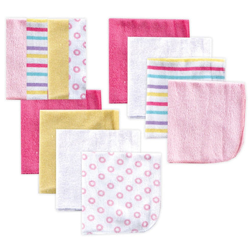 Luvable Friends Unisex Baby Cotton Rich Washcloths, Pink Stripe, One Size...