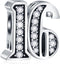 5,10 to 50 52 55 56 60 65 70 75 80 Birthday Charms fits European Anniversary Bracelets, 925 Sterling Silver Number Charms with Clear CZ Stones, Gi...