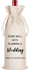 LANBAIHE Wedding Wine Bag, Wedding Couples, Bride and Groom Wine Gift,Linen Wine Gift Bag,Reusable Wine Bag...