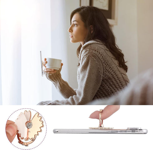 Cell Phone Ring Holders, 4 Pcs Cute Daisy Finger Kickstands Metal Round 180°/360° Rotation Hand Grip with Knob Loop Phone Ring Grips Compatible wi...