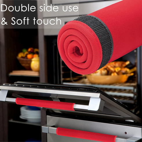 ZAWAGIIK 6Pcs Refrigerator Door Handle Cover Washable Kitchen Appliance Decor Handles Fridge Oven Microwave Dishwasher Antiskid Protector, Keep Off Fingerprints Food Stains (Red)