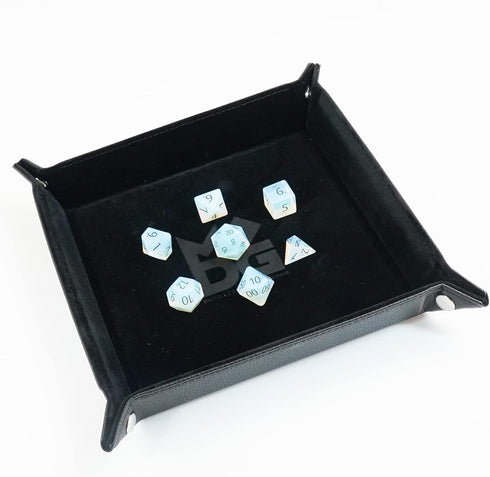 FanRoll by Metallic Dice Games Fold Up Velvet Dice Tray w/PU Leather Backing: Black, Role Playing Game Dice Accessories for Dungeons and Dragons...