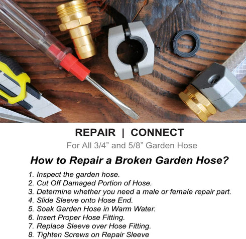PLG Garden Hose Repair Kit, Hose Connectors, Heavy Duty Male/Female Hose Mender for All 3/4" 5/8" Garden Hose...