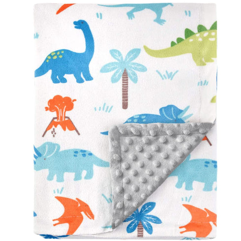 HOMRITAR Baby Blanket for Kids Super Soft Minky Blanket with Dotted Backing, Dinosaurs Multicolor Printed for Toddlers Nursery 30 x 40 inch (75 x ...