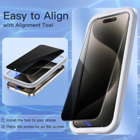 JETech Privacy Screen Protector for iPhone 15 Pro Max 6.7-Inch with Camera Lens Protector, Anti-Spy Tempered Glass Film, Easy Installation Tool, 2...