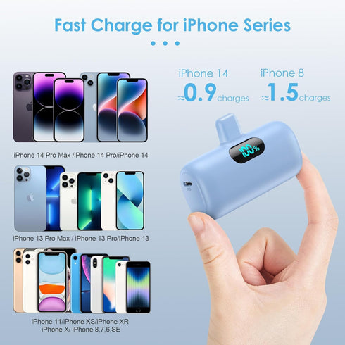 Small Portable Charger for iPhone,Upgraded 5000mAh PD Fast Charging Power Bank,Mini Plug-in Battery Pack Backup Charger Compatible with iPhone 14/...