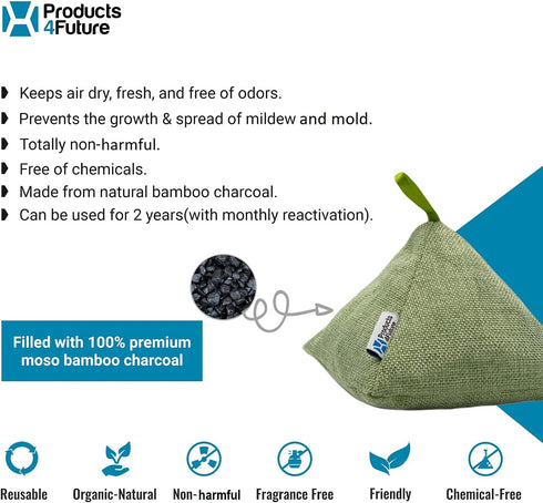 4 Pack of 200g Naturally Activated Bamboo Charcoal Air Purifying Bags | Natural Home Deodorizer Bags | Charcoal Bags Odor Absorber For Pets | Odor...