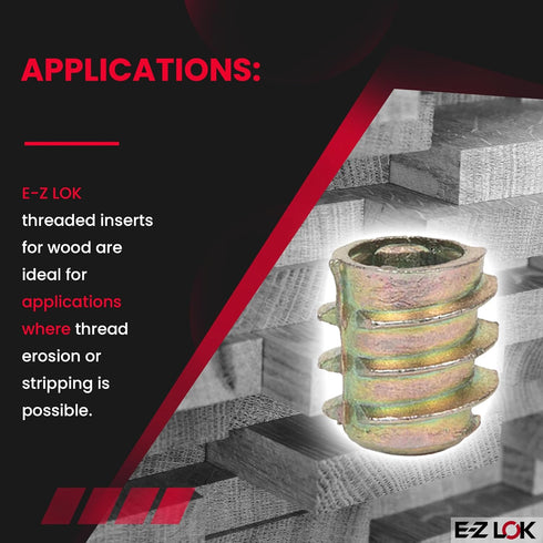 E-Z LOK Hex Threaded Inserts for Soft Wood, Zinc Alloy Flush Thread Insert 10-24 x 10mm Length, Pack of 50, (801024-10)...