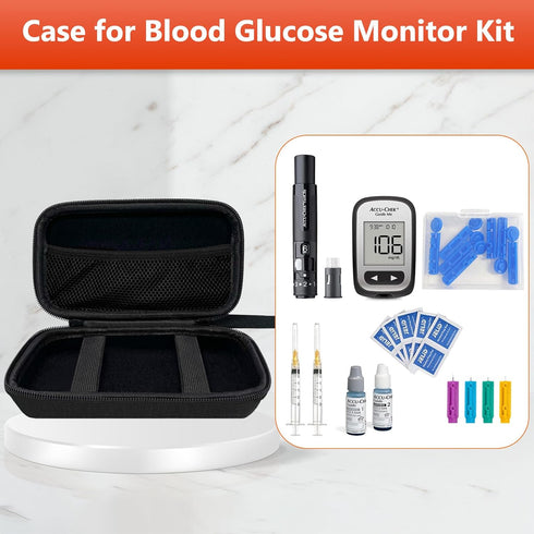 Diabetic Supplies Travel Case, Carrying Case Organizer for Diabetes Testing Kit, Blood Glucose Monitor Kit with Meter, Blood Sugar Test Strips, La...