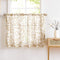 Treatmentex Leaf Tier Curtains for Kitchen 24" Short Curtains for Bathroom Window Curtains Print White and Taupe 2 Panels...