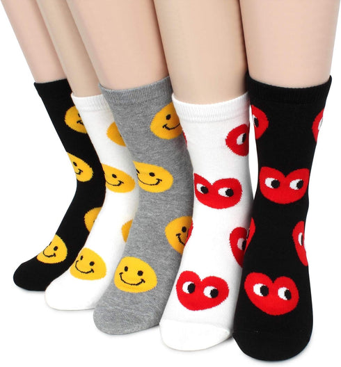Big Smiley Heart Socks (Crew 5 Pairs) BS 15...