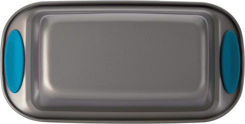 Rachael Ray Yum-o! Bakeware Oven Lovin' Nonstick Loaf Pan, 9-Inch by 5-Inch Steel Pan, Gray with Marine Blue Handles...