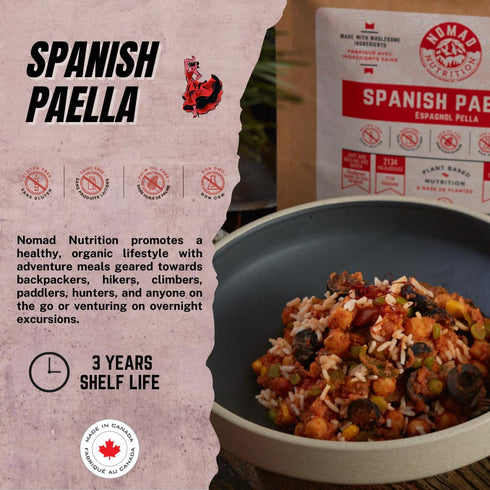 Nomad Nutrition – Spanish Paella | High Energy, All Natural Ingredients | Plant-Based & Non-GMO | Just Add Boiling Hot Water| 112g / 4oz (Pack of ...