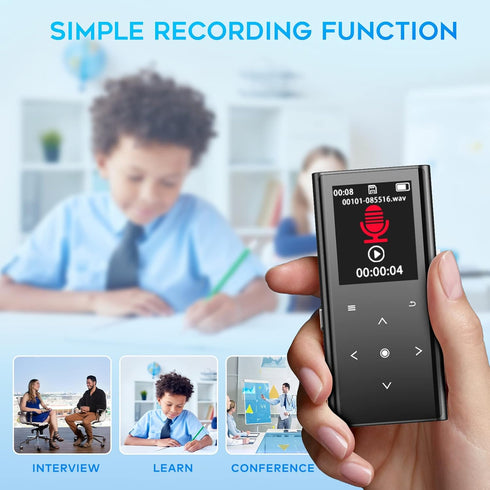 128GB MP3 Player, ZOOAOXO Music Player with Bluetooth 5.2, Built-in HD Speaker, FM Radio, Voice Recorder, Mini Design, Weigh 2.4 oz, HiFi Sound, I...