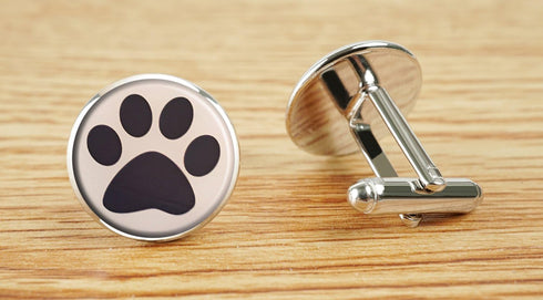 Custom Classic Jewelry Tuxedo Shirt Sliver Cufflinks Men's Unique Business Wedding Gifts (Dog Paw Print)...
