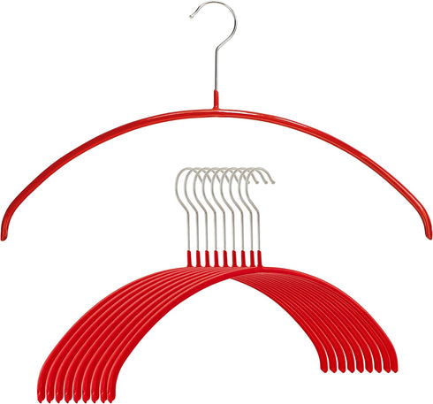 Mawa Euro Series Light Thin Non-Slip Space Saving Clothes Hanger Style 40/P, Set of 10, Red Pack of 10 10 Piece...